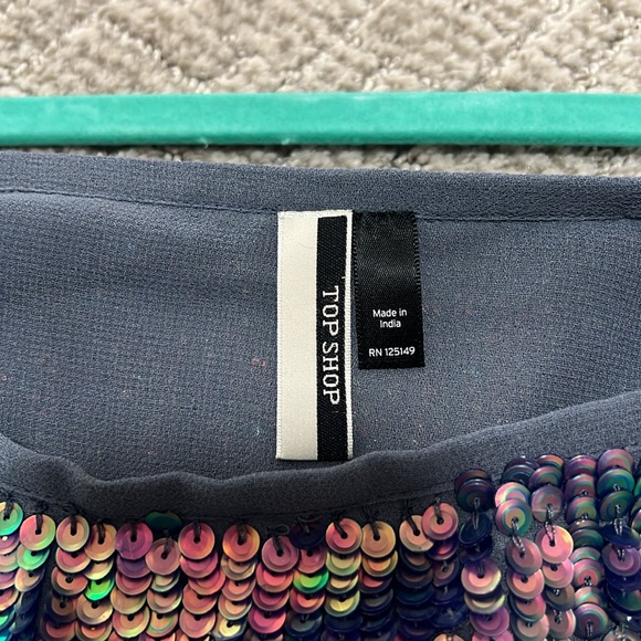 Topshop Iridescent Sequin Mini Skirt - Picture 7 of 9